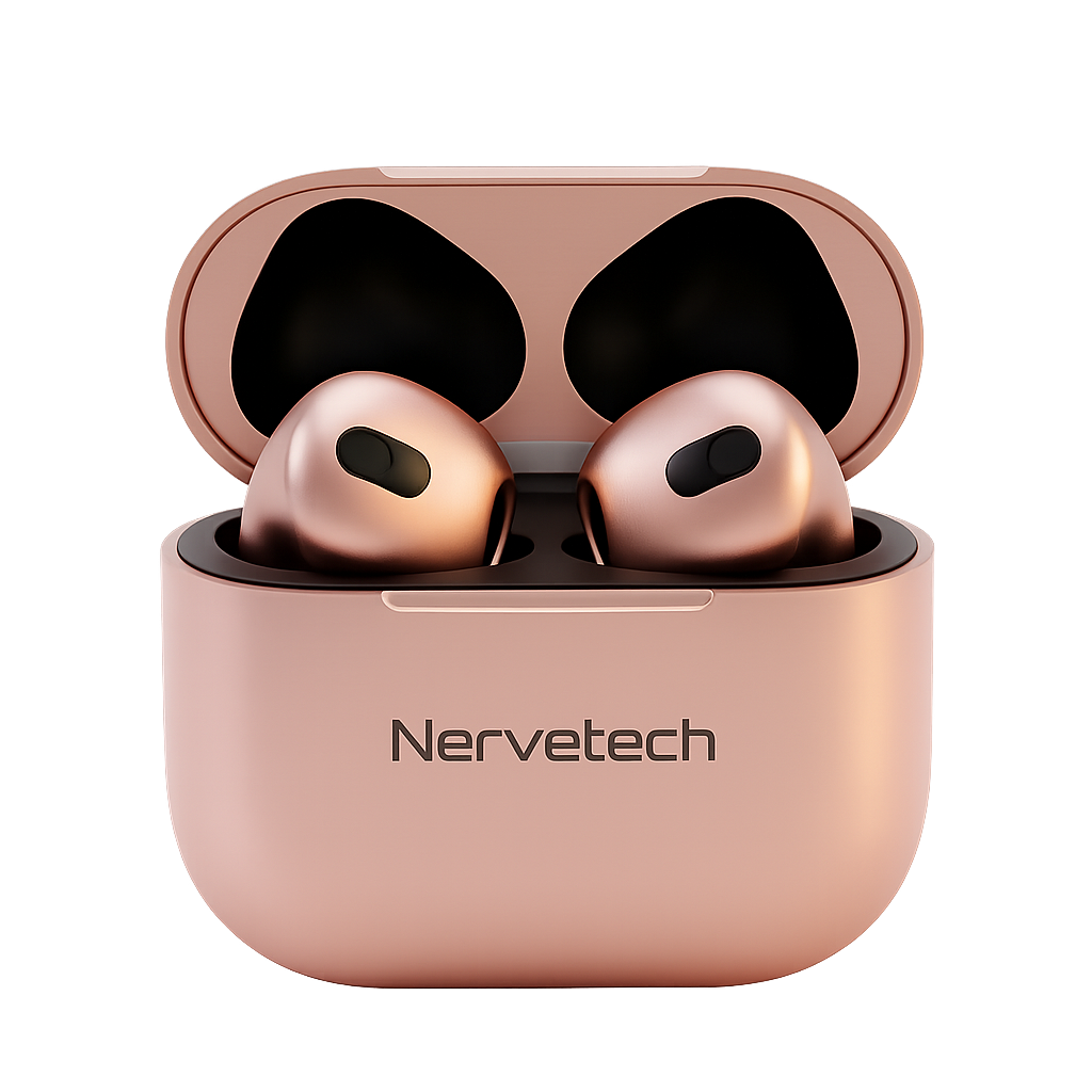 Nervetech E80 Earbuds, open case